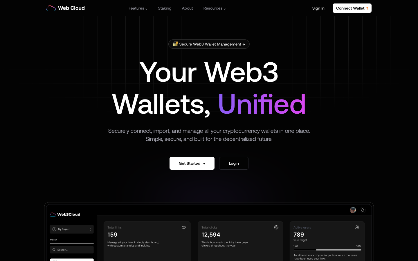 Homepage screenshot of Web Cloud